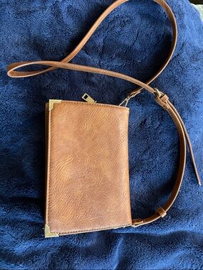 Urban Expressions Tan Crossbody with Gold Corner Hardware